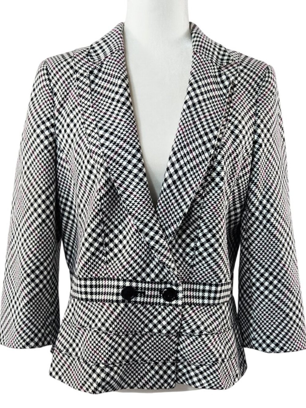 White House Black Market NWT Plaid Houndstooth Peplum Hem Cropped Blazer